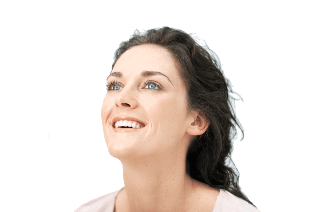 smiling woman on white background